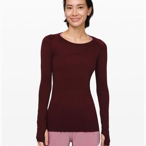 Lululemon Swiftly Tech Long Sleeve Crew in Garnet